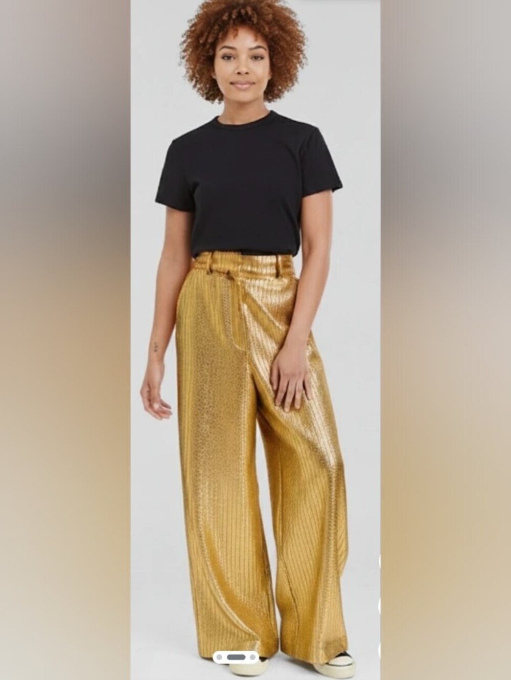 Dondup Metallic Olive-Gold Wide-Leg Trousers